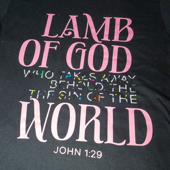 Tops - Black Shirt with Pink Text